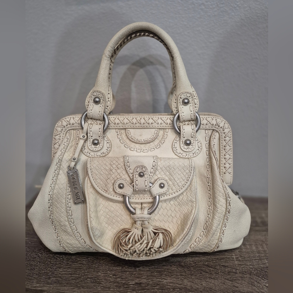Rare Vintage Lockheart Bag, Luxury White Leather